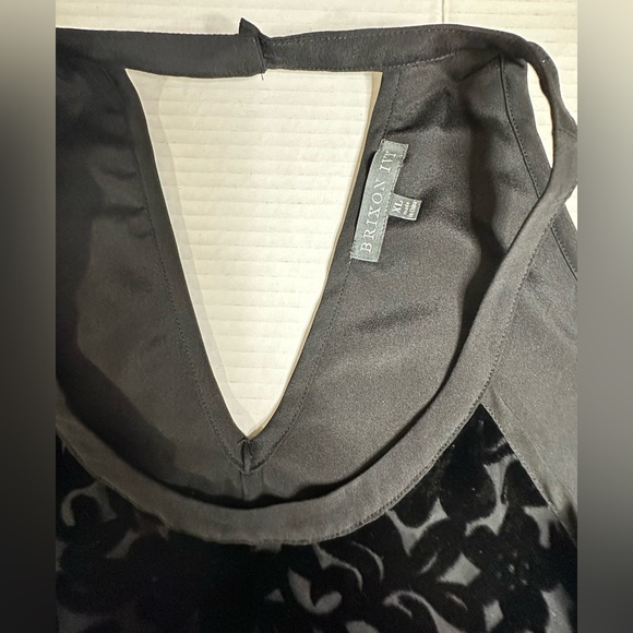 Brixon Ivy Black Velvet Floral Halter Tank Top With Button Neck Closure XL - Picture 5 of 9